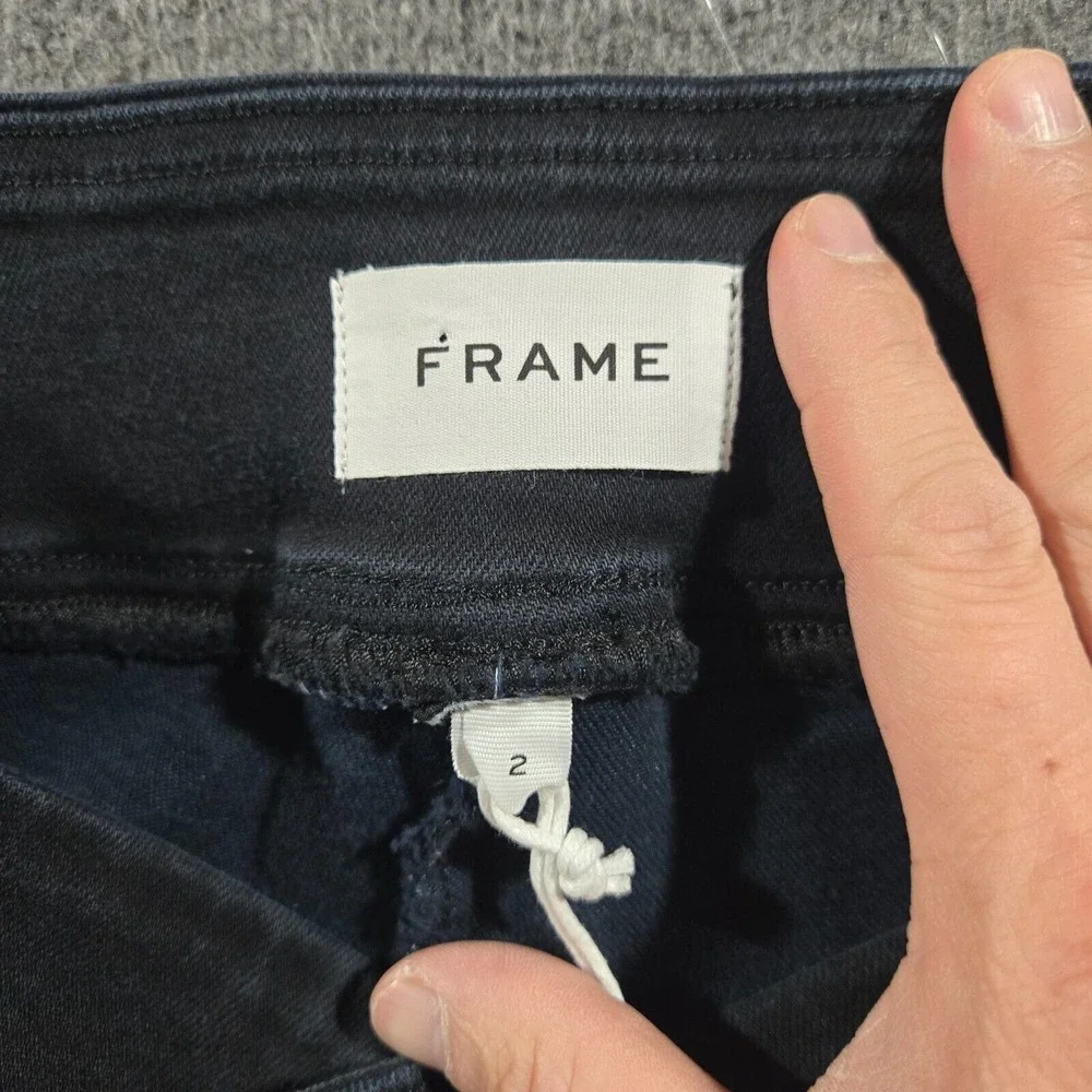 FRAME The Jetset Crop‎ Mini Boot Black Kick Boot Jeans Sz 2 30x26